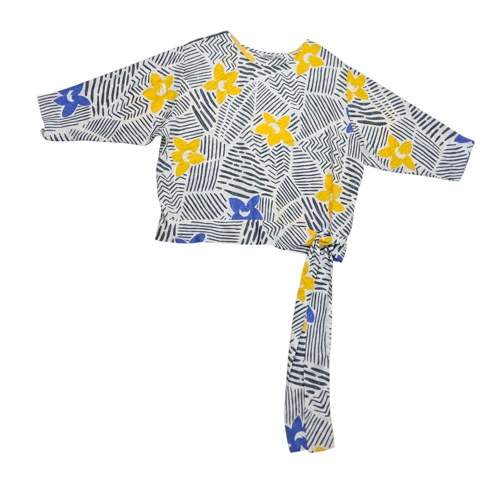 80s Blouse Granny Chic 16 XL Shell‎ Vtg Floral Golden Girls Miami Aesthetic Blue